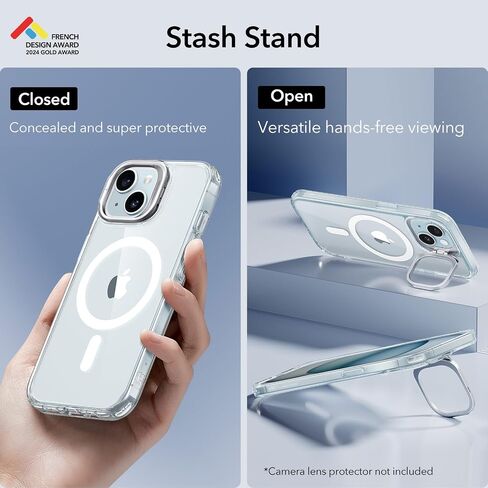 ESR for iPhone 16 Pro Max Case, Camera Control Compatible with MagSafe, Military-Grade Protective Case, Built-in Stash Stand Phone Case, Scratch-Resistant Back Cover, Classic Series, Clear in Saudi Arabia