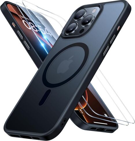 حافظة Miracase المغناطيسية لهاتف iPhone 16 Pro Max [متوافقة مع MagSafe] [مع واقيات شاشة 2X] حماية من الدرجة العسكرية، مضادة لبصمات الأصابع، حافظة هاتف رفيعة لهاتف 16 Pro Max 6.9 بوصة - أسود in Kuwait