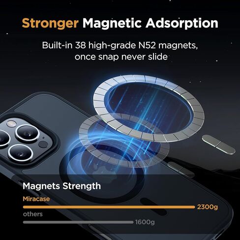 حافظة Miracase المغناطيسية لهاتف iPhone 16 Pro Max [متوافقة مع MagSafe] [مع واقيات شاشة 2X] حماية من الدرجة العسكرية، مضادة لبصمات الأصابع، حافظة هاتف رفيعة لهاتف 16 Pro Max 6.9 بوصة - أسود in Kuwait
