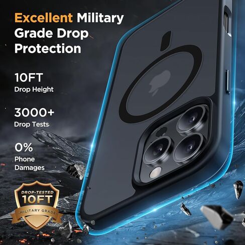 حافظة Miracase المغناطيسية لهاتف iPhone 16 Pro Max [متوافقة مع MagSafe] [مع واقيات شاشة 2X] حماية من الدرجة العسكرية، مضادة لبصمات الأصابع، حافظة هاتف رفيعة لهاتف 16 Pro Max 6.9 بوصة - أسود in Kuwait