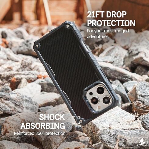 Pelican Shield iPhone 16 Pro Max Case [Compatible with MagSafe] Rugged Phone Case w/ 21ft Military-Grade Drop Protection - Heavy Duty Phone Cover w/Belt Clip Holster for iPhone 16 Pro Max - Carbon in Saudi Arabia