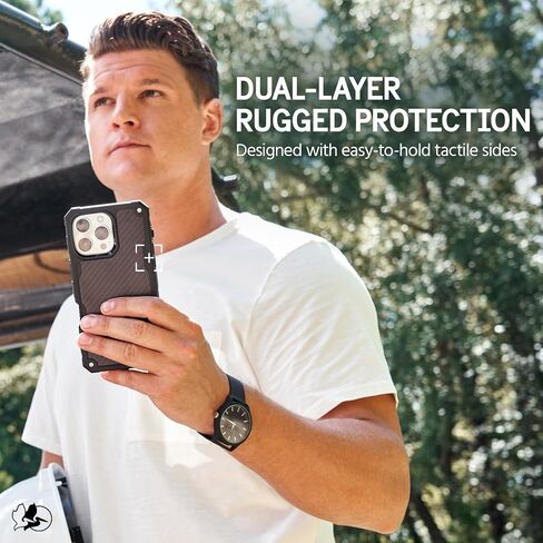 Pelican Shield iPhone 16 Pro Max Case [Compatible with MagSafe] Rugged Phone Case w/ 21ft Military-Grade Drop Protection - Heavy Duty Phone Cover w/Belt Clip Holster for iPhone 16 Pro Max - Carbon in Saudi Arabia