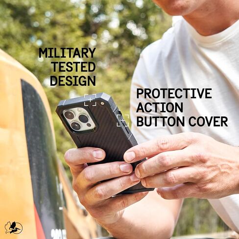 Pelican Shield iPhone 16 Pro Max Case [Compatible with MagSafe] Rugged Phone Case w/ 21ft Military-Grade Drop Protection - Heavy Duty Phone Cover w/Belt Clip Holster for iPhone 16 Pro Max - Carbon in Saudi Arabia