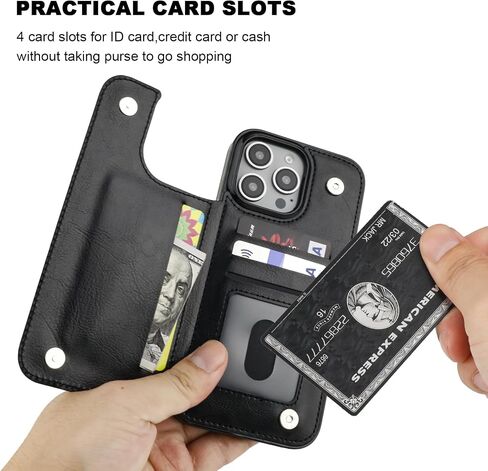 Compatible with iPhone 16 Pro Max Wallet Case with Card Holder, PU Leather Kickstand Card Slots Case, Double Magnetic Clasp and Durable Shockproof Cover 6.9 Inch (Black) in Saudi Arabia