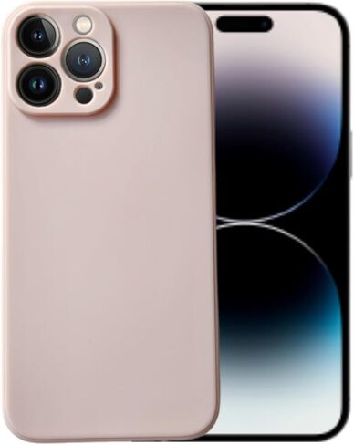 Compatible with iPhone 14 Pro Soft Liquid Silicone Gel Cell Phone Mobile Basic Back Case Cover (Soft Pink) in Saudi Arabia