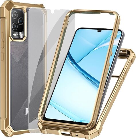 Ailiber for BLU View 5 Pro Case, BLU View5 Pro B170D Clear Phone Case, Transparent [Anti Yellowing], with [Screen Protector], Dual Layer Shockproof Bumper, Silicone Cell Phone Case-Gold in Kuwait
