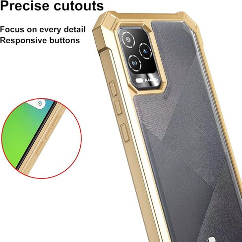 Ailiber for BLU View 5 Pro Case, BLU View5 Pro B170D Clear Phone Case, Transparent [Anti Yellowing], with [Screen Protector], Dual Layer Shockproof Bumper, Silicone Cell Phone Case-Gold in Kuwait