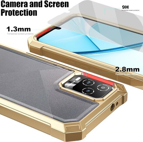 Ailiber for BLU View 5 Pro Case, BLU View5 Pro B170D Clear Phone Case, Transparent [Anti Yellowing], with [Screen Protector], Dual Layer Shockproof Bumper, Silicone Cell Phone Case-Gold in Kuwait