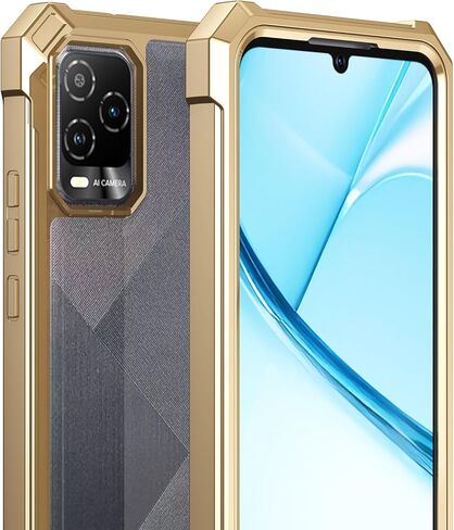 Ailiber for BLU View 5 Pro Case, BLU View5 Pro B170D Clear Phone Case, Transparent [Anti Yellowing], with [Screen Protector], Dual Layer Shockproof Bumper, Silicone Cell Phone Case-Gold in Kuwait