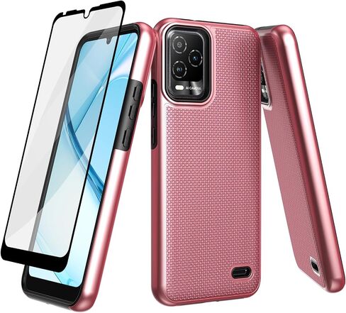Ailiber for BLU View 5 Pro B170D Phone Case, with Screen Protector, Dual Layer Shockproof Protective, Silicone Bumper Non Slip Back, Heavy Duty Rugged Cell Phone Cover for BLU View 5 Pro-Rose Gold in Saudi Arabia