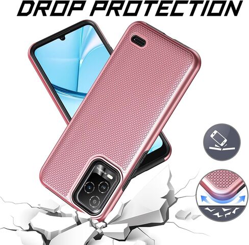 Ailiber for BLU View 5 Pro B170D Phone Case, with Screen Protector, Dual Layer Shockproof Protective, Silicone Bumper Non Slip Back, Heavy Duty Rugged Cell Phone Cover for BLU View 5 Pro-Rose Gold in Saudi Arabia