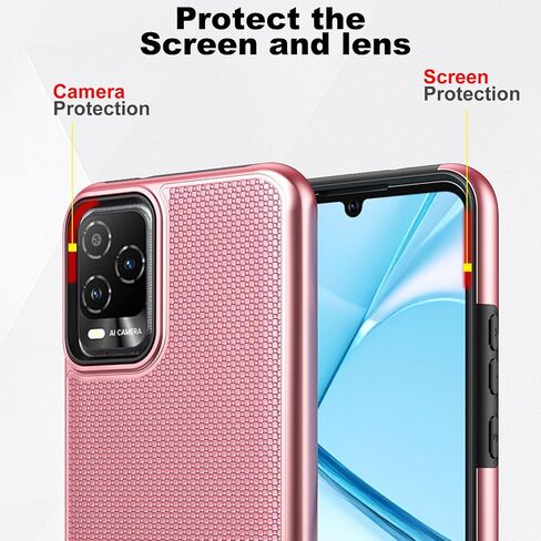 Ailiber for BLU View 5 Pro B170D Phone Case, with Screen Protector, Dual Layer Shockproof Protective, Silicone Bumper Non Slip Back, Heavy Duty Rugged Cell Phone Cover for BLU View 5 Pro-Rose Gold in Saudi Arabia