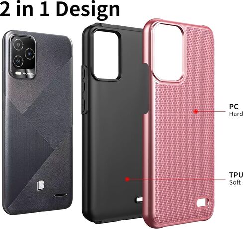 Ailiber for BLU View 5 Pro B170D Phone Case, with Screen Protector, Dual Layer Shockproof Protective, Silicone Bumper Non Slip Back, Heavy Duty Rugged Cell Phone Cover for BLU View 5 Pro-Rose Gold in Saudi Arabia