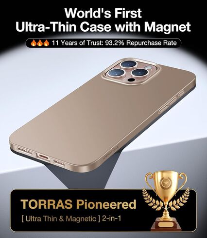 TORRAS Magnetic Slim Fit for iPhone 16 Pro Case 6.3 inch, Ultra-Thin 16 Pro Case Compatible with MagSafe, Lightweight Matte Anti-Scratch Hard PC Cover Phone Case for iPhone 16 Pro OriginFit, Black in Saudi Arabia