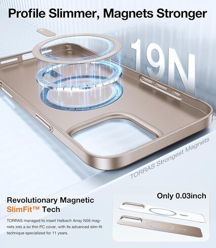 TORRAS Magnetic Slim Fit for iPhone 16 Pro Case 6.3 inch, Ultra-Thin 16 Pro Case Compatible with MagSafe, Lightweight Matte Anti-Scratch Hard PC Cover Phone Case for iPhone 16 Pro OriginFit, Black in Saudi Arabia
