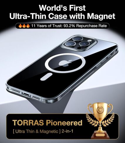 TORRAS Magnetic Slim Fit for iPhone 16 Pro Case 6.3 inch, Ultra-Thin 16 Pro Case Compatible with MagSafe, Lightweight Matte Anti-Scratch Hard PC Cover Phone Case for iPhone 16 Pro OriginFit, Black in Saudi Arabia