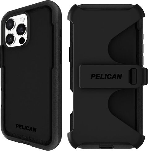 Pelican Shield iPhone 16 Pro Max Case [Compatible with MagSafe] Rugged Phone Case w/ 21ft Military-Grade Drop Protection - Heavy Duty Phone Cover w/Belt Clip Holster for iPhone 16 Pro Max - Carbon in Saudi Arabia