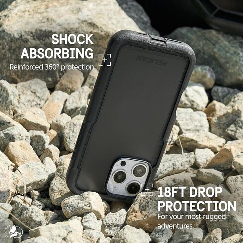 Pelican Shield iPhone 16 Pro Max Case [Compatible with MagSafe] Rugged Phone Case w/ 21ft Military-Grade Drop Protection - Heavy Duty Phone Cover w/Belt Clip Holster for iPhone 16 Pro Max - Carbon in Saudi Arabia