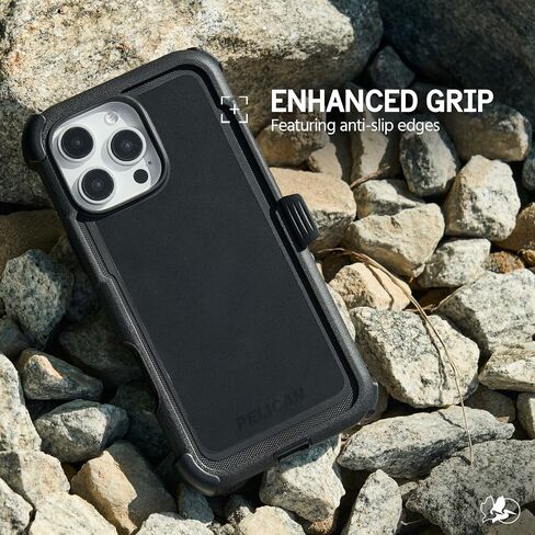Pelican Shield iPhone 16 Pro Max Case [Compatible with MagSafe] Rugged Phone Case w/ 21ft Military-Grade Drop Protection - Heavy Duty Phone Cover w/Belt Clip Holster for iPhone 16 Pro Max - Carbon in Saudi Arabia