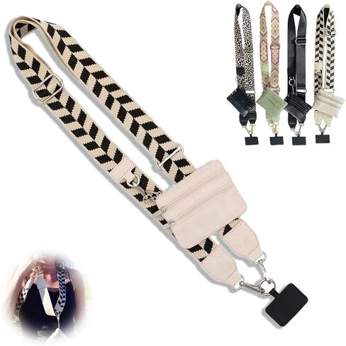 Clip and Go Strap for Phone with Wallet Crossbody, Phone Strap with Zippered Pouch, Adjustable Crossbody Phone Strap in Saudi Arabia
