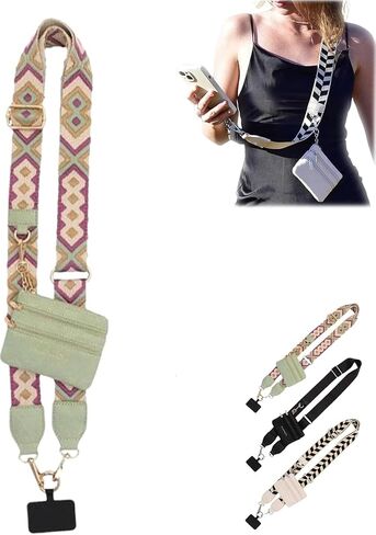 Clip and Go Strap for Phone with Wallet Crossbody, Phone Strap with Wallet, Phone Strap Crossbody with Zipper Pouch Wallet (4PCS Mix Color) in Saudi Arabia