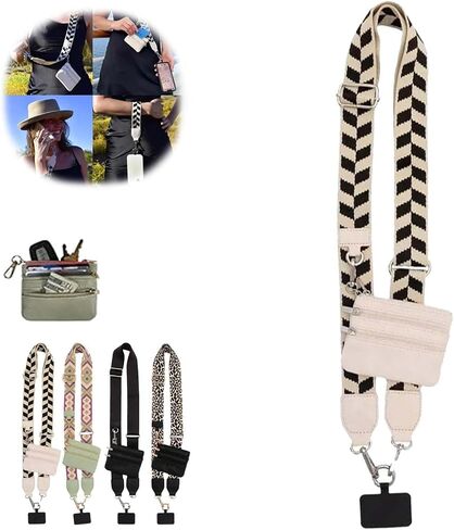 Clip and Go Strap for Phone with Wallet Crossbody, Phone Strap with Wallet, Phone Strap Crossbody with Zipper Pouch Wallet (4PCS Mix Color) in Saudi Arabia