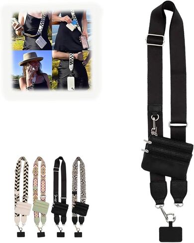 Clip and Go Strap for Phone with Wallet Crossbody, Phone Strap with Wallet, Phone Strap Crossbody with Zipper Pouch Wallet (4PCS Mix Color) in Saudi Arabia