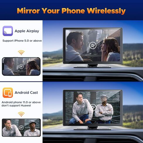 Volam 9'' Wireless Carplay Screen for Car with 2.5K Dash Cam, 1080p Backup Camera, Carplay Screen Compatible with Apple Android Auto, Mirror Link, Loop Recording, GPS Navigation, AUX/FM in Saudi Arabia