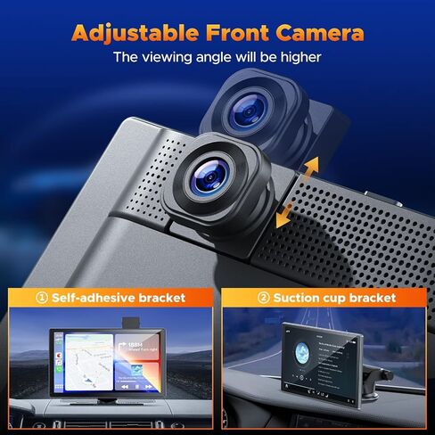 Volam 9'' Wireless Carplay Screen for Car with 2.5K Dash Cam, 1080p Backup Camera, Carplay Screen Compatible with Apple Android Auto, Mirror Link, Loop Recording, GPS Navigation, AUX/FM in Saudi Arabia