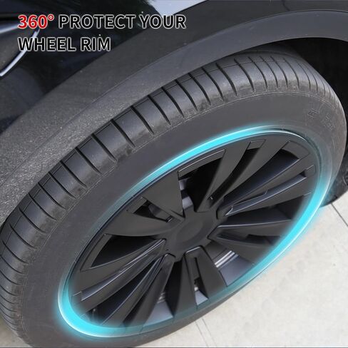 YIZBAP 4 قطع غطاء عجلة Tesla Model Y - أغطية إطار سوداء غير لامعة مقاس 19 بوصة (نمط UberTurbine) مناسبة لموديل 2020-2023 Y in Saudi Arabia