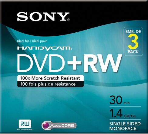 Sony DVD+RW 3-Pack: 8cm, 30 Minutes, 1.4 Gb/Go, Single-Sided Monoface in Saudi Arabia