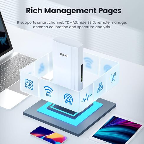 12KM Wireless Bridge,5.8G Long Range 900mbps Point to Point High-Speed Outdoor CPE with Double Gigabit Port,48V POE Power,Qualcomm Chip,18dBi Directional Antenna,IP65 Waterproof,2-Pack,UeeVii CPE12KM in Kuwait