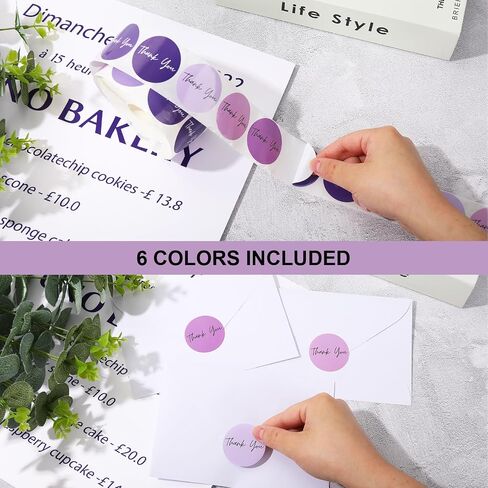Whaline 1000 قطعة من ملصقات Boho Thanks You، 6 ألوان من الملصقات الورقية، ملصقات لاصقة باستيل لتزيين الحفلات، 1.5 بوصة in Saudi Arabia