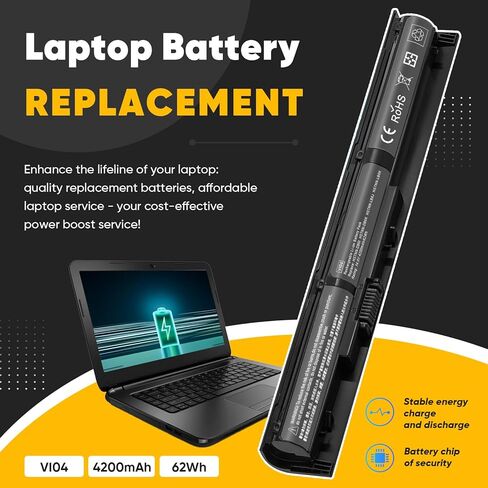 بطارية كمبيوتر محمول 4200 مللي أمبير/62Wh VI04 V104 756743-001 لسلسلة HP Pavilion 15-P 17-F 15-p011na 15-p165sa 15-p214dx 15-p003ax 17-f115dx 17-f215dx Fit 756744-001 756478 -421 HSTNN-DB6K تي بي إن- س140 in Kuwait