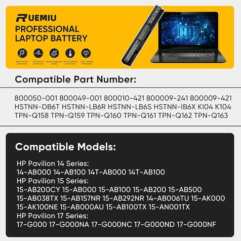 بطارية كمبيوتر محمول 4200 مللي أمبير/62Wh VI04 V104 756743-001 لسلسلة HP Pavilion 15-P 17-F 15-p011na 15-p165sa 15-p214dx 15-p003ax 17-f115dx 17-f215dx Fit 756744-001 756478 -421 HSTNN-DB6K تي بي إن- س140 in Kuwait