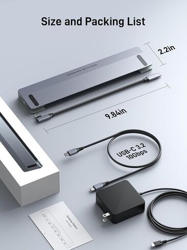 USB C Docking Station Dual Monitor with 100W Power Adapter: 12-in-1 Thunderbolt 3 | 4 Dock, Dual HDMI 4K@60Hz Max, with 2 Cables, for Windows Laptops HP, Dell, Lenovo, Surface, etc in Saudi Arabia