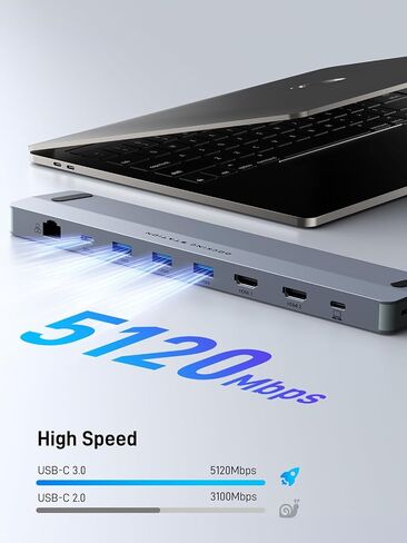 USB C Docking Station Dual Monitor with 100W Power Adapter: 12-in-1 Thunderbolt 3 | 4 Dock, Dual HDMI 4K@60Hz Max, with 2 Cables, for Windows Laptops HP, Dell, Lenovo, Surface, etc in Saudi Arabia