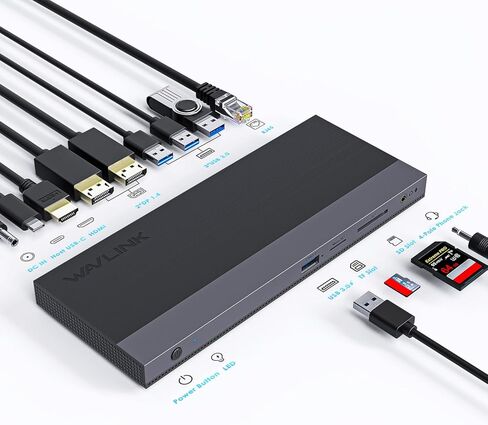 USB C Docking Station,Laptop Docking Station Dual Monitor, M1/M2 MacBook Pro/Air, Dell, Lenovo,HP, Asus,100W Power Delivery,2DP+HDMI, 4USB 3.0,Gigabit Ethernet,TF/SD Card Reader in Saudi Arabia