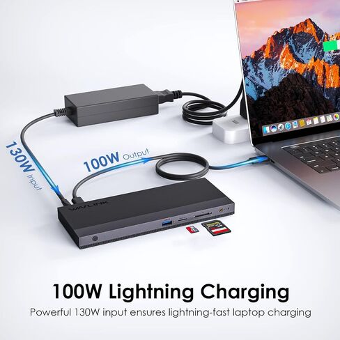USB C Docking Station,Laptop Docking Station Dual Monitor, M1/M2 MacBook Pro/Air, Dell, Lenovo,HP, Asus,100W Power Delivery,2DP+HDMI, 4USB 3.0,Gigabit Ethernet,TF/SD Card Reader in Saudi Arabia