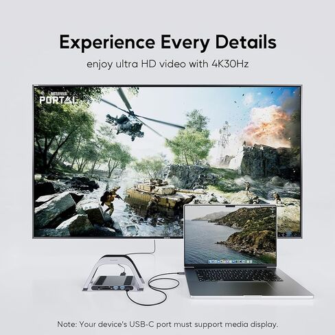 قاعدة شحن USB C لجهاز MacBook Air/Pro، قاعدة توصيل USB-C عمودية عالمية 10 في 1 مع HDMI 4K@30 هرتز، 3 × USB-A 5 جيجابت في الثانية/480 ميجابت في الثانية، SD/TF، ​​RJ45، 100 وات PD، صوت/ميكروفون 3.5 مم لـ MacBook Air/Pro أجهزة الكمبيوتر المحمولة اللوحية in Kuwait