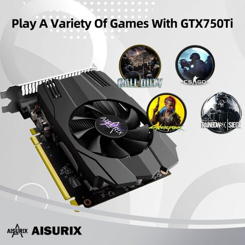 GTX 750Ti Graphics Card, 2GB GDDR5 128bit Direct X12 640SP Gaming Video Card, PCI Express 3.0x16 Interface, HDMI, DVI-D, VGA, Single Fan, Low Power GPU for Working Gaming in Kuwait