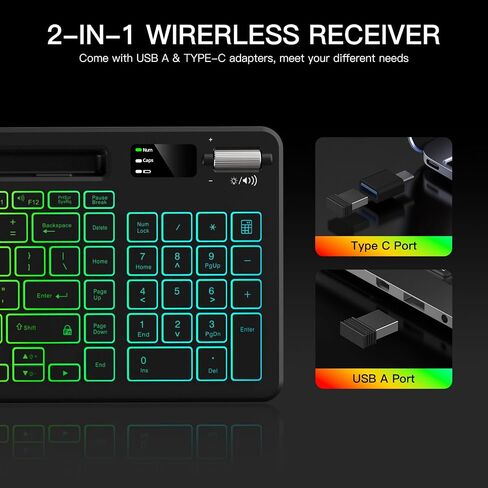 لوحة مفاتيح لاسلكية RGB بإضاءة خلفية 7 ألوان، لوحة مفاتيح كمبيوتر مع مفاتيح مقص صامتة، لوحة مفاتيح مضيئة قابلة لإعادة الشحن مع حامل الهاتف اللوحي، فكرة للمكتب والمدرسة والعمل in Kuwait
