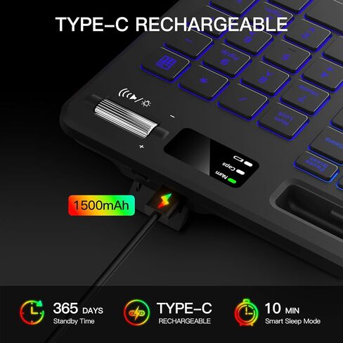 لوحة مفاتيح لاسلكية RGB بإضاءة خلفية 7 ألوان، لوحة مفاتيح كمبيوتر مع مفاتيح مقص صامتة، لوحة مفاتيح مضيئة قابلة لإعادة الشحن مع حامل الهاتف اللوحي، فكرة للمكتب والمدرسة والعمل in Kuwait
