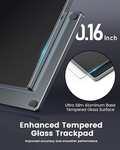 لوحة تتبع مطورة من Seenda، سطح زجاجي أملس مع اللمس المتعدد، لوحة لمس سلكية USB نحيفة من الألومنيوم Win/Mac مع ملاحة عالية الدقة لأجهزة الكمبيوتر التي تعمل بنظام Windows 10/11 وiMac، MacBook Air/Pro، أسود in Kuwait