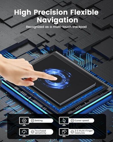 لوحة تتبع مطورة من Seenda، سطح زجاجي أملس مع اللمس المتعدد، لوحة لمس سلكية USB نحيفة من الألومنيوم Win/Mac مع ملاحة عالية الدقة لأجهزة الكمبيوتر التي تعمل بنظام Windows 10/11 وiMac، MacBook Air/Pro، أسود in Kuwait