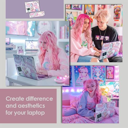 ملصق لاصق للكمبيوتر المحمول HP 14 بوصة - ملصق غطاء الكمبيوتر المحمول Kawaii Pixel لا يتطلب القطع، لا يوجد فقاعات، مقاوم للماء، مقاوم للخدش - بما في ذلك شاشة عريضة ووسادة معصم in Kuwait