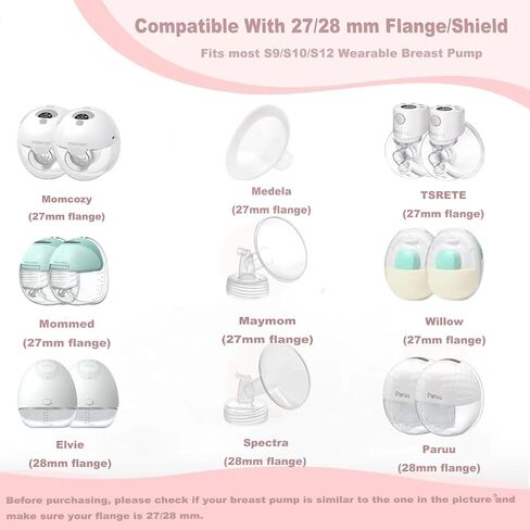 حشوات شفة 17/19 مم 8 قطع متوافقة مع Medela/Momcozy S12 Pro/S9 Pro/S12/S9/Spectra وما إلى ذلك مضخة الثدي القابلة للارتداء 24 مم شفة/درع، تقليل نفق 24 مم إلى مقاس آخر in Kuwait