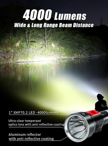 PFSN Dive Light Scuba Diving Flashlight 12000 Lumens, DF12 Professional Wide Beam Underwater Flashlight IPX68 Waterproof, 20 Hours Battery Life, Rechargeable LED Torch Best Gear for Snorkeling Caving in Saudi Arabia