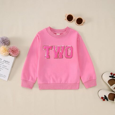 Toddler Baby Girl Birthday Outfit 2nd 3rd 4th 5th 6th 7th Bday Party Sweatshirt Two Three Four Embroidery Shirt Top in Kuwait