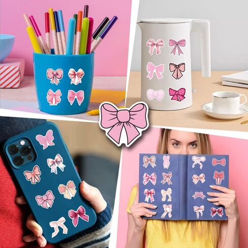 100 قطعة من ملصقات Coquette، ملصقات جمالية باللون الوردي، ملصقات من الفينيل مقاومة للماء لزجاجات المياه والكمبيوتر المحمول والهاتف والجيتار in Kuwait